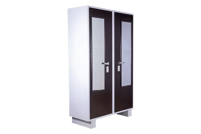 VIVDeal Brown Double Door Double Mirror Cupboard